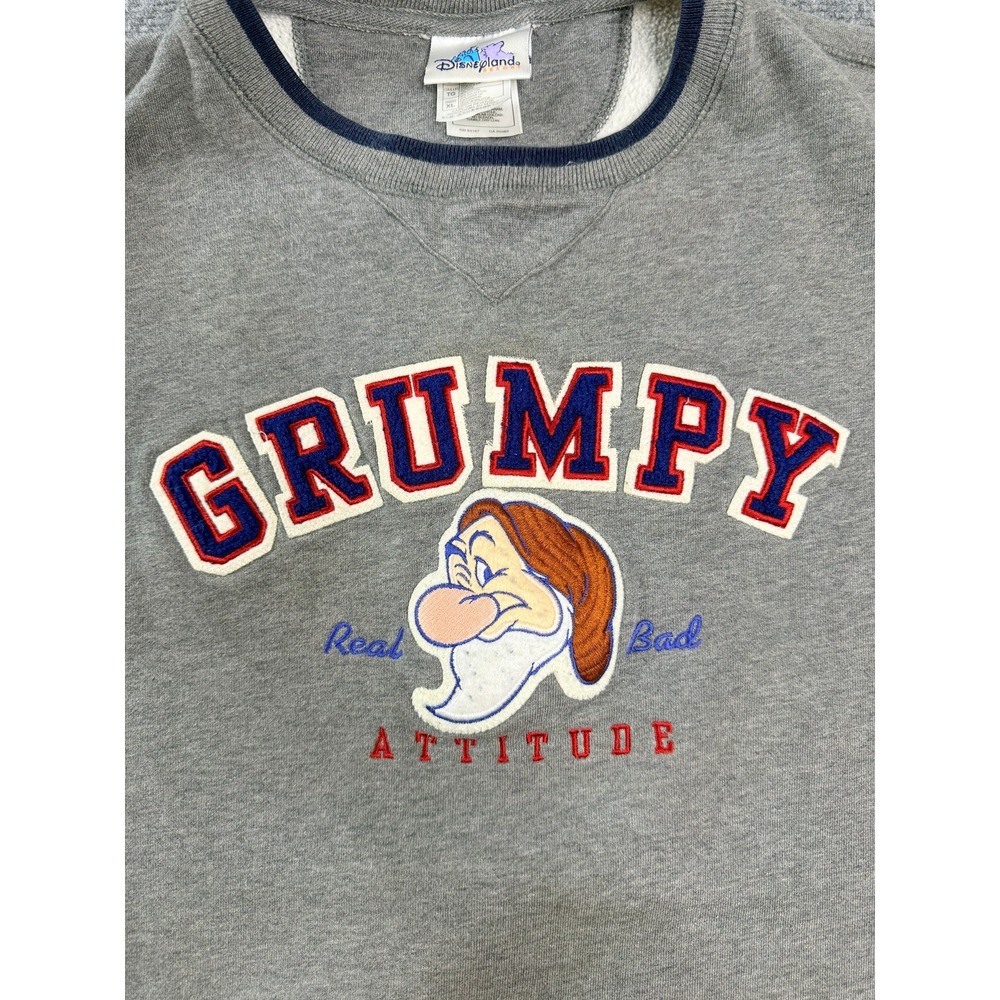 Vintage Disneyland Disney Grumpy Snow White Men's XL Heather Gray Embroidered Cr